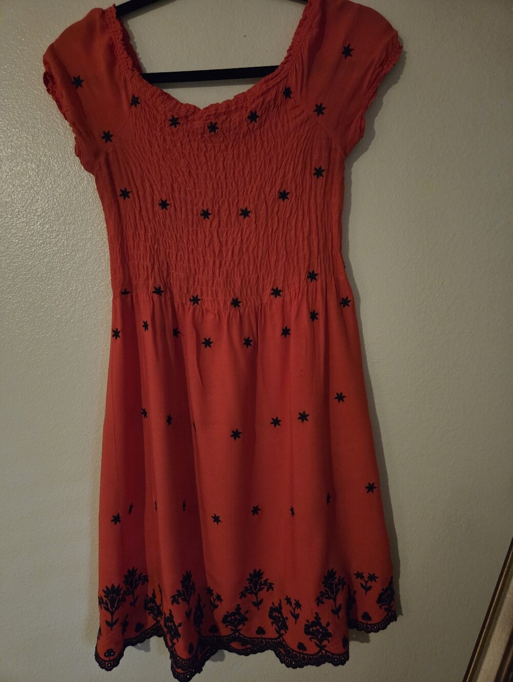 Love Tree Red Short Sleeve Star & Floral Embroidered Dress - Picture 5 of 5